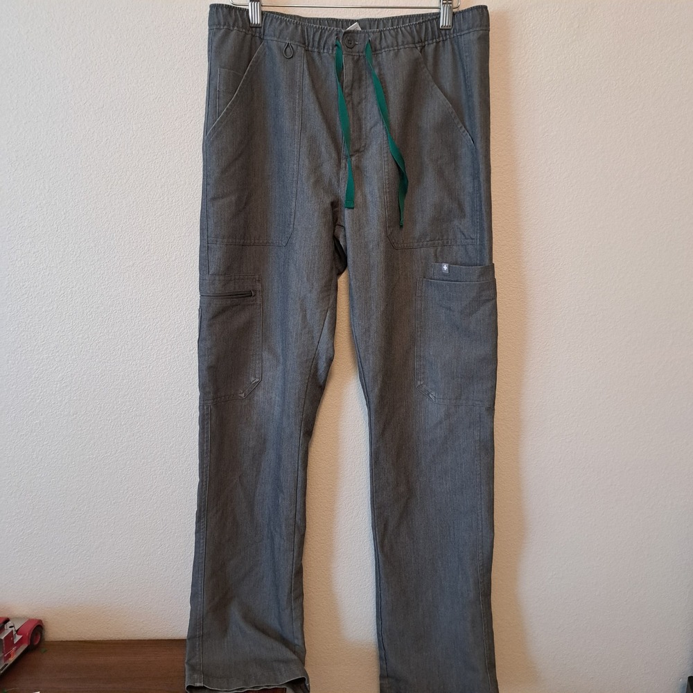 FIGS Technical Collection Grey Cargo Scrub Pants Womens Small Drawstring Pockets